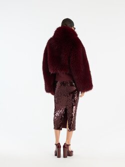 ROTATE Faux fur crop jacket Zinfandel