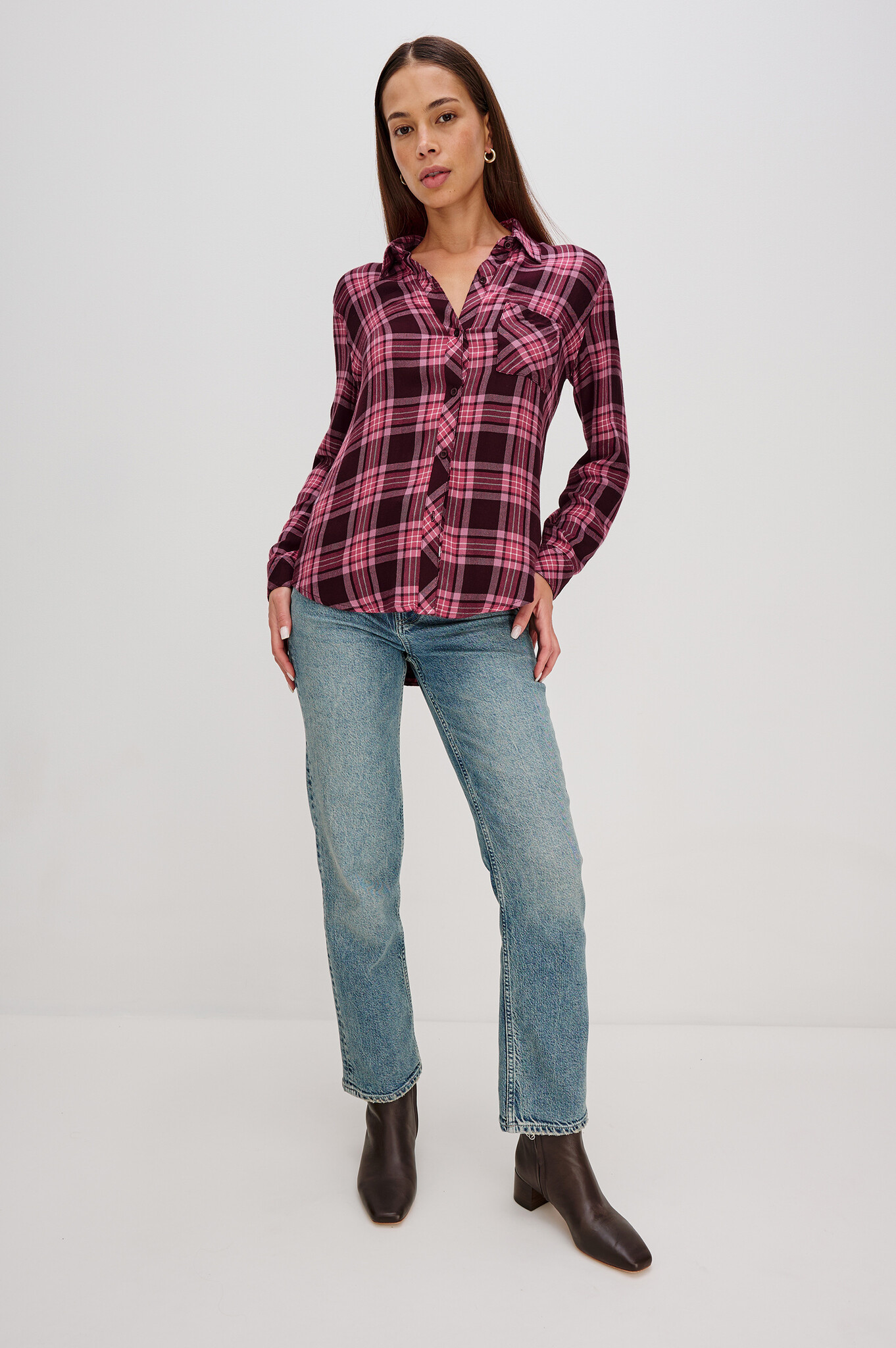 Rails Hunter shirt Mauve mulberry ivory