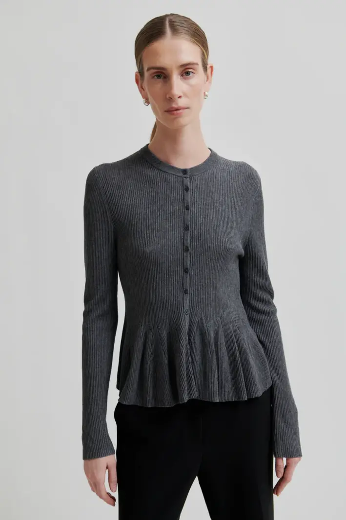 Second Female Tova knit cardigan Grey melange
