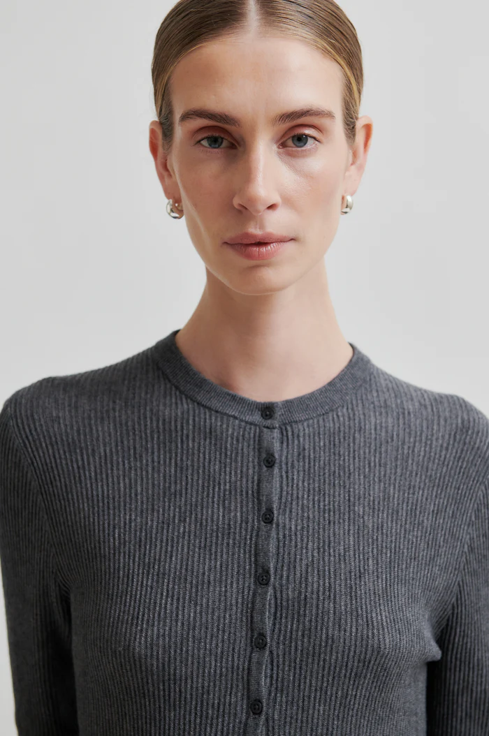 Second Female Tova knit cardigan Grey melange
