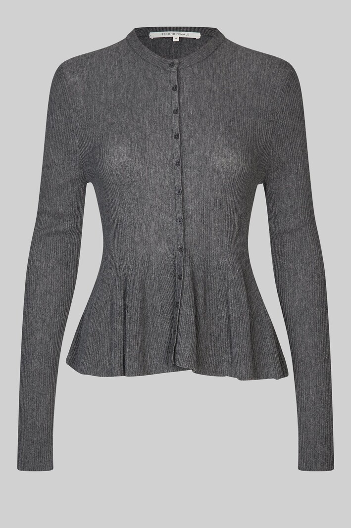 Second Female Tova knit cardigan Grey melange