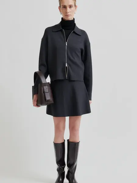 Second Female Siv knit short skirt Dark grey melange