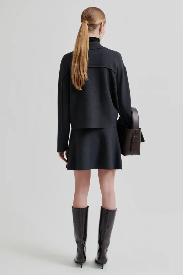 Second Female Siv knit short skirt Dark grey melange