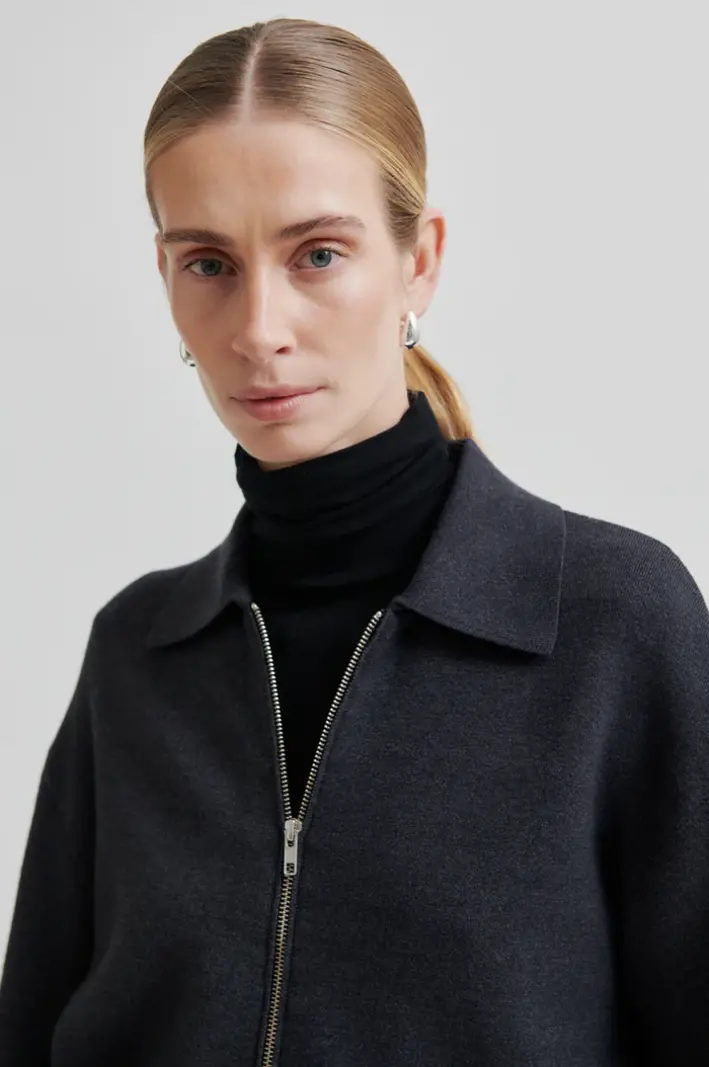 Second Female Siv knit cardigan Dark grey melange