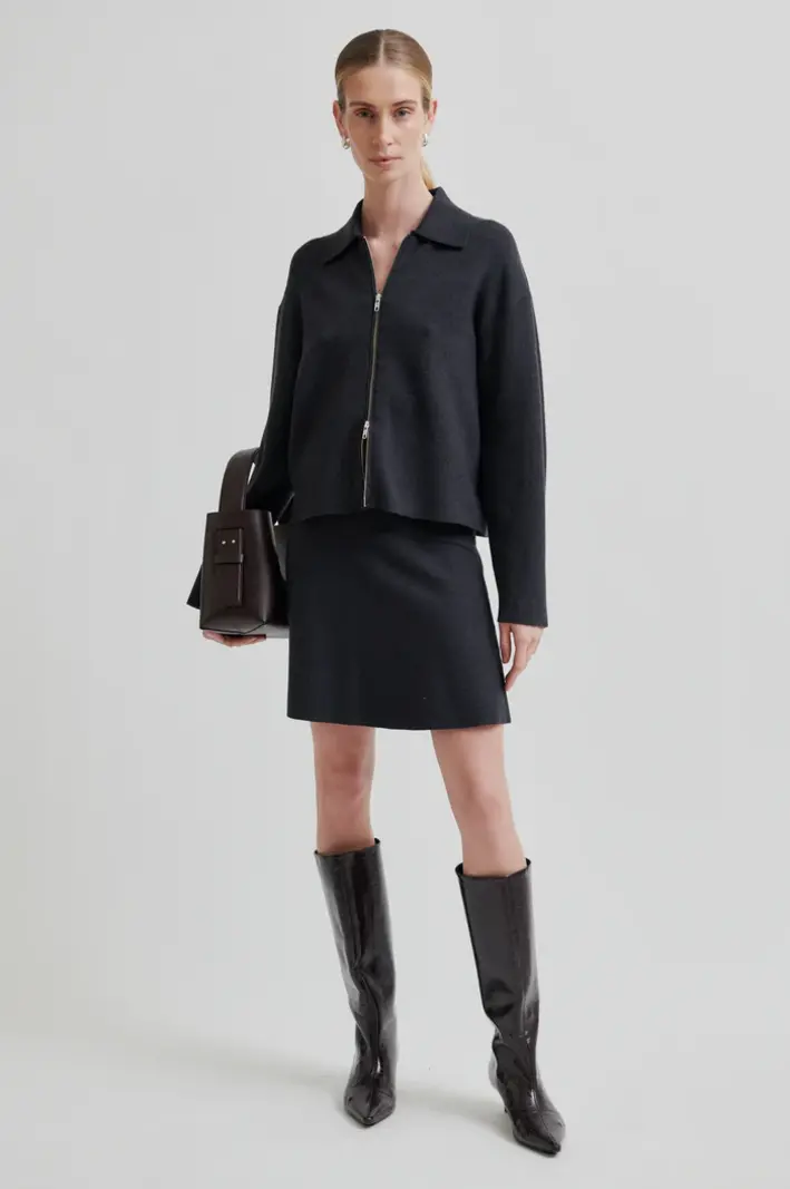 Second Female Siv knit cardigan Dark grey melange