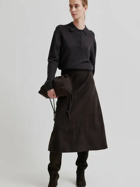 Second Female Vilena knit LS Chocolate brown