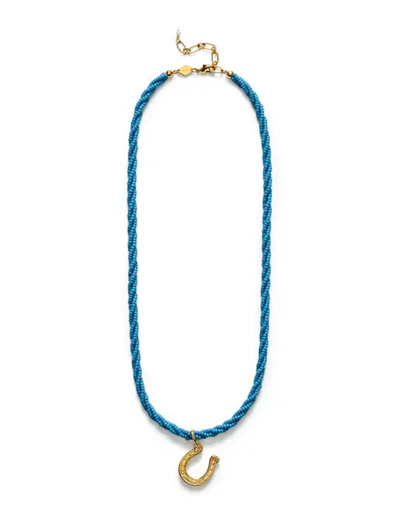 Anni Lu Lady luck necklace faded denim