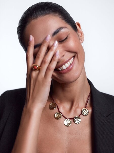 Anni Lu Dream catcher necklace Deep burgandy