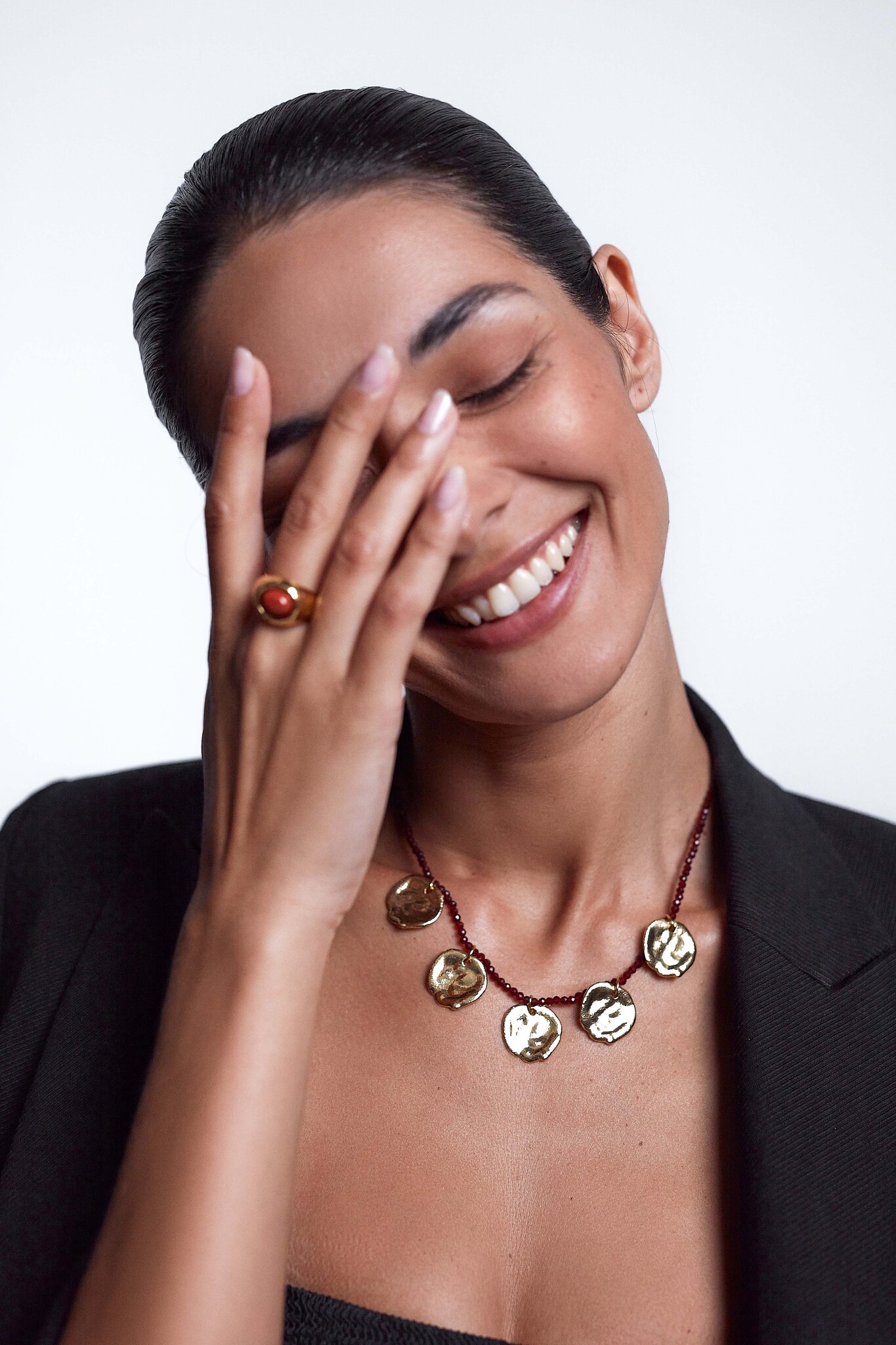 Anni Lu Dream catcher necklace Deep burgandy