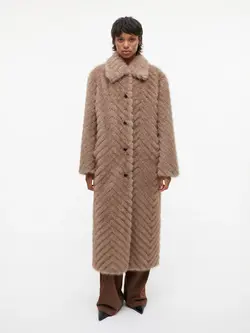Studio AR Scarlet faux mink zigzag jas Camel