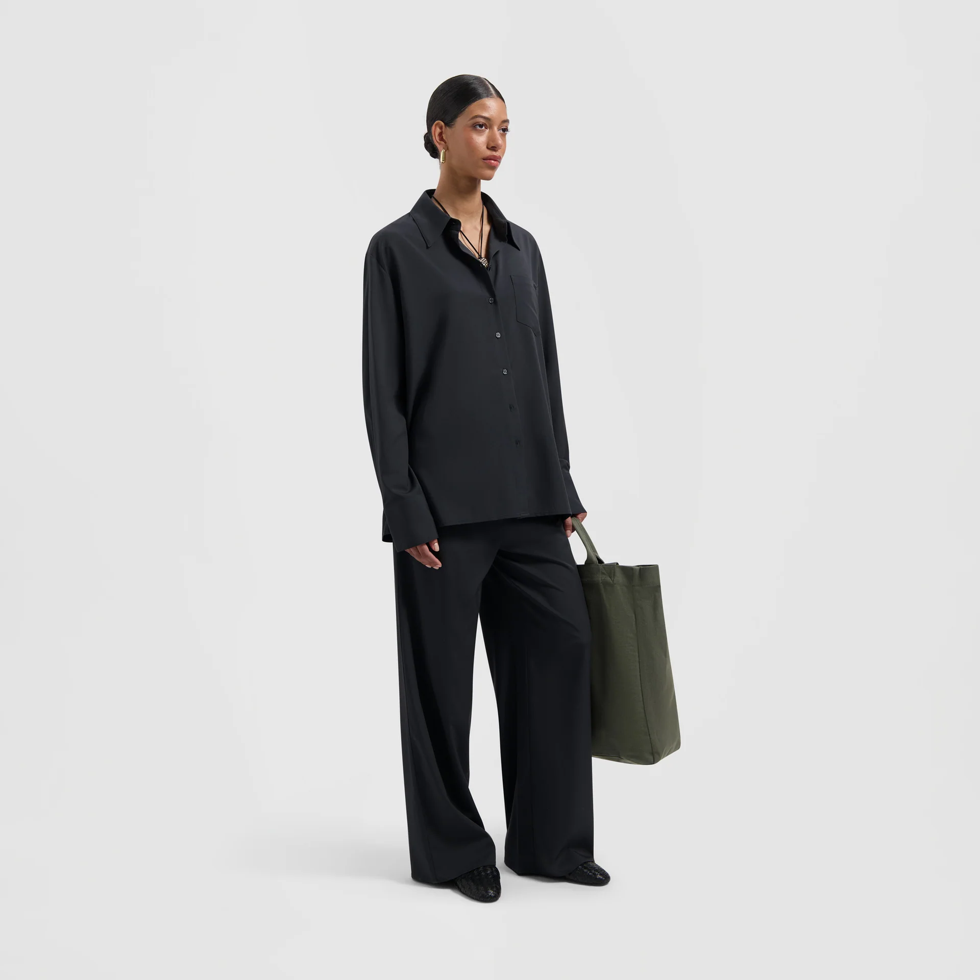 OLAF Drapy asymetric shirt Charcoal