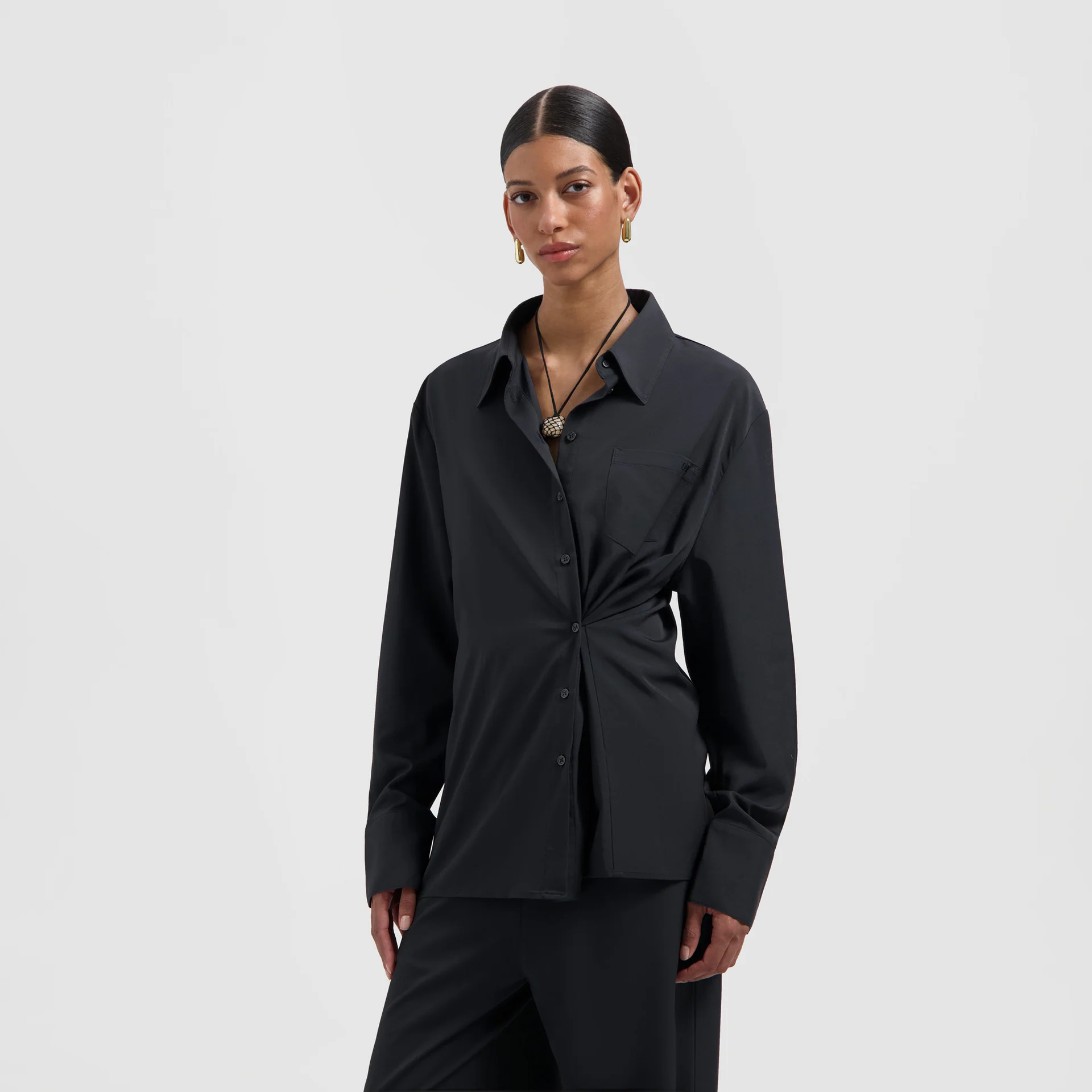 OLAF Drapy asymetric shirt Charcoal