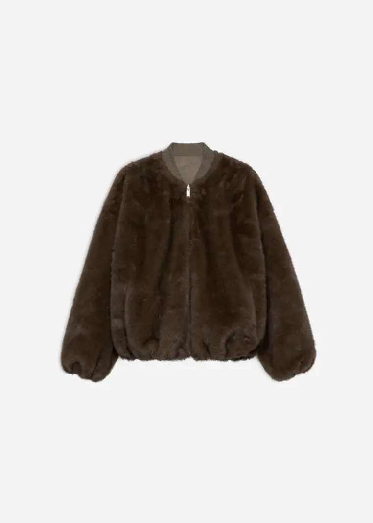 Studio AR Etta faux mink jas Choco