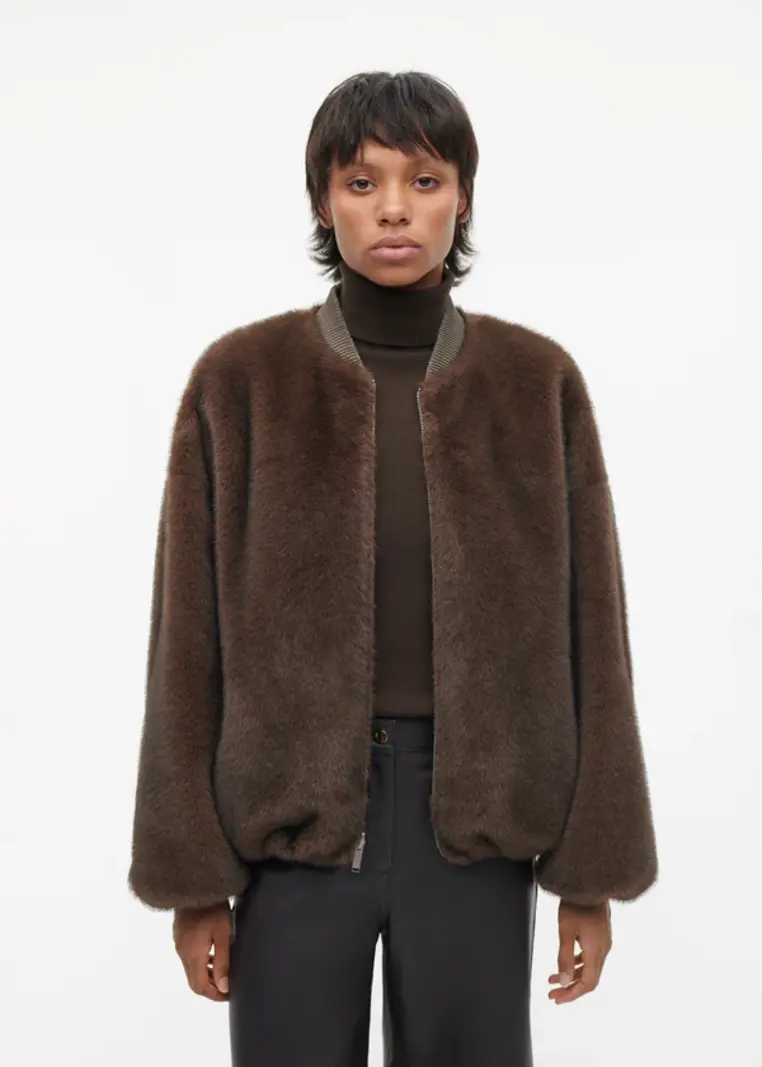 Studio AR Etta faux mink jas Choco