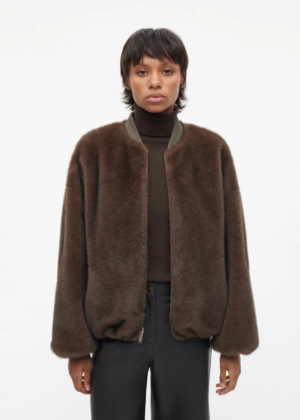 Studio AR Etta faux mink jas Choco