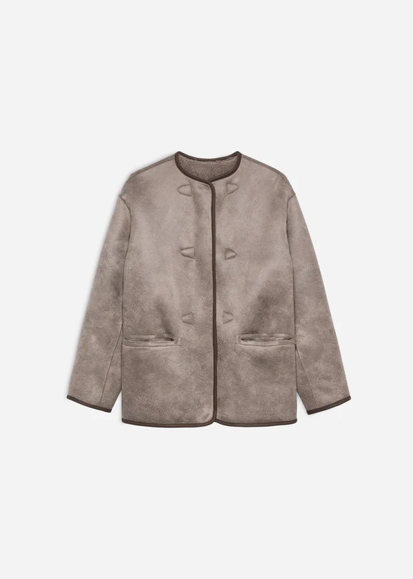 Studio AR Avery teddy wool jas Pebble