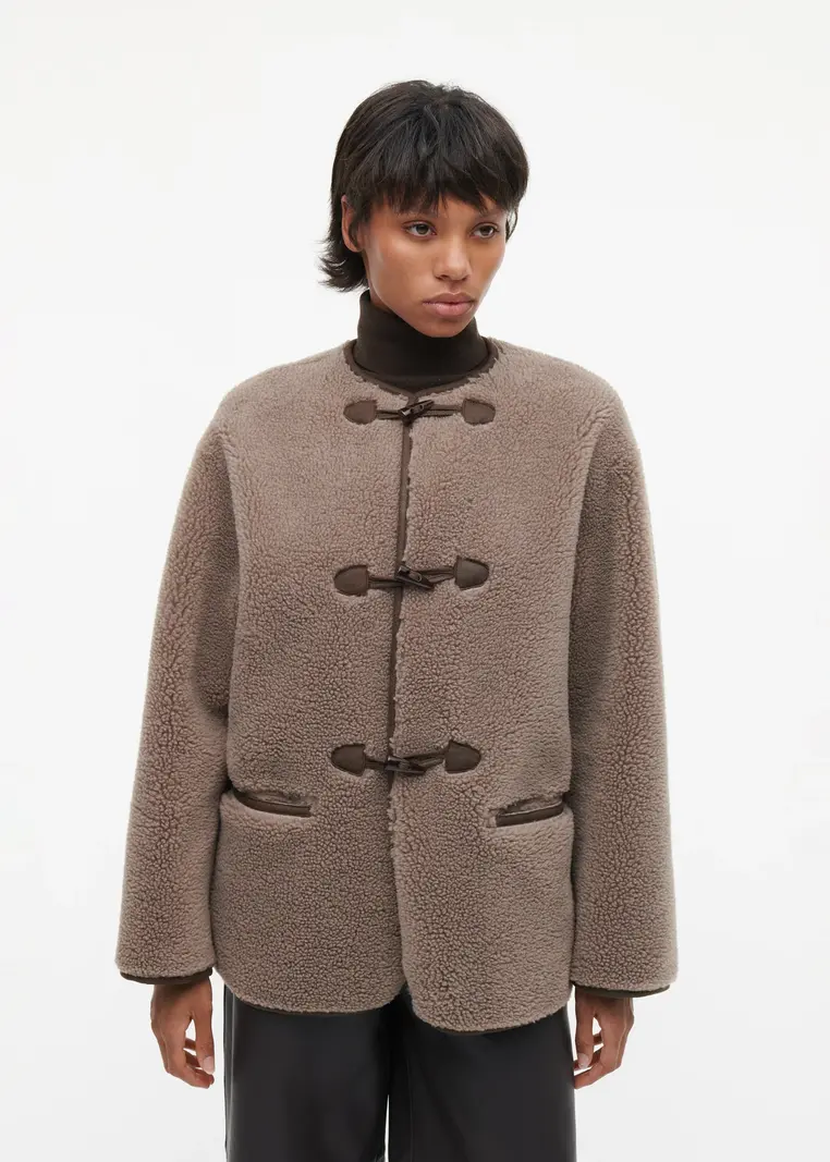 Studio AR Avery teddy wool jas Pebble
