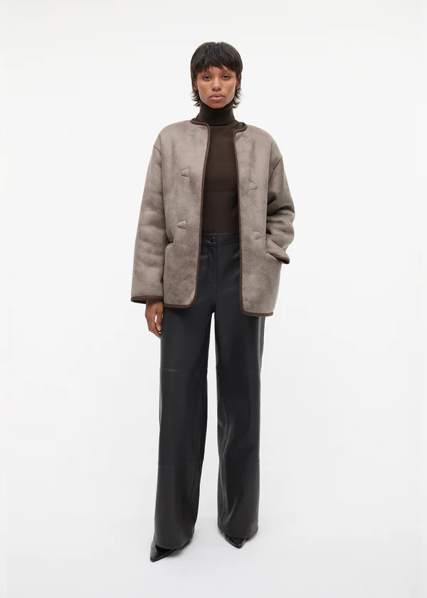 Studio AR Avery teddy wool jas Pebble