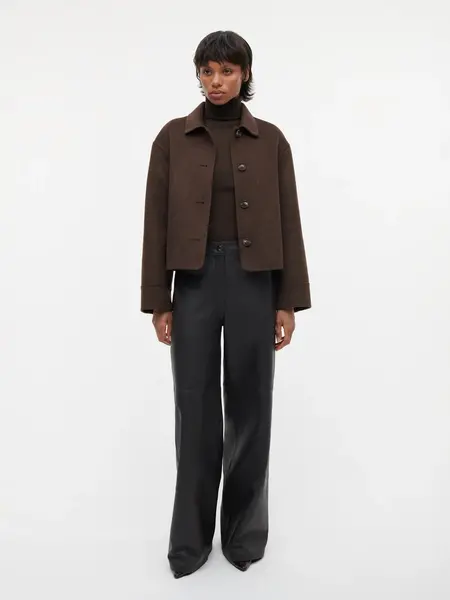 Studio AR Nicolina wool blend jas Choco melange