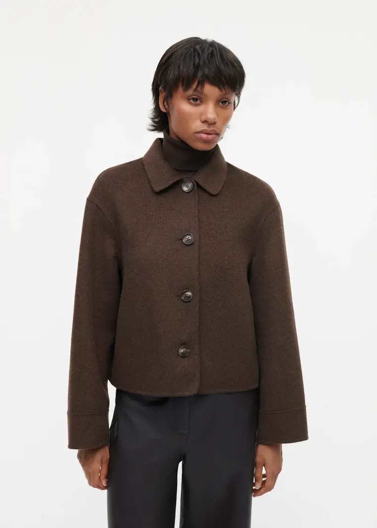 Studio AR Nicolina wool blend jas Choco melange