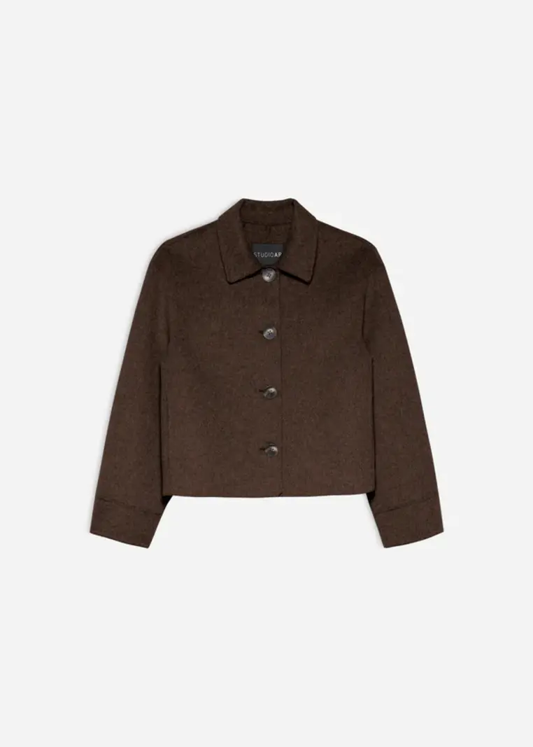 Studio AR Nicolina wool blend jas Choco melange