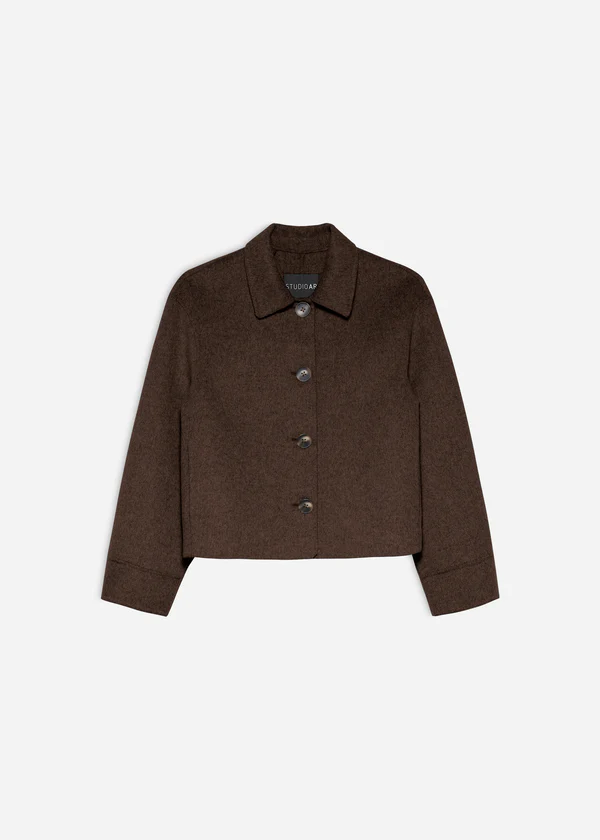 Studio AR Nicolina wool blend jas Choco melange