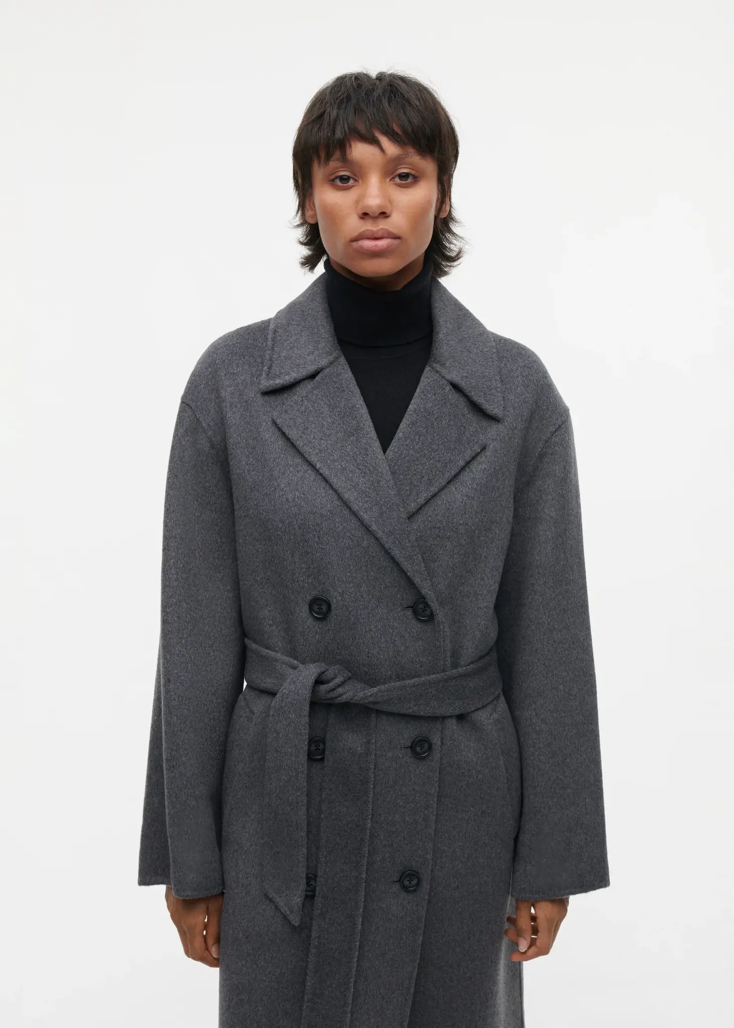 Studio AR Mae wool blend jas D.grey melange