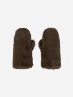 Studio AR Evalyn faux mink wanten Choco