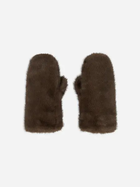 Studio AR Evalyn faux mink wanten Choco