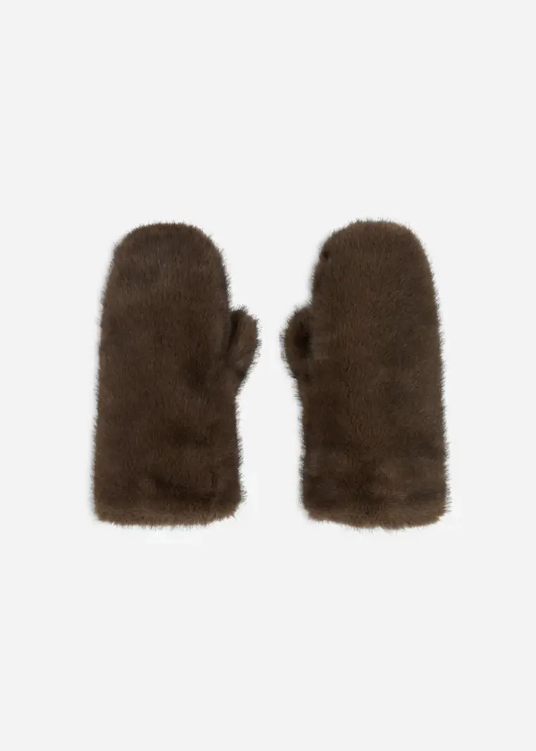 Studio AR Evalyn faux mink wanten Choco
