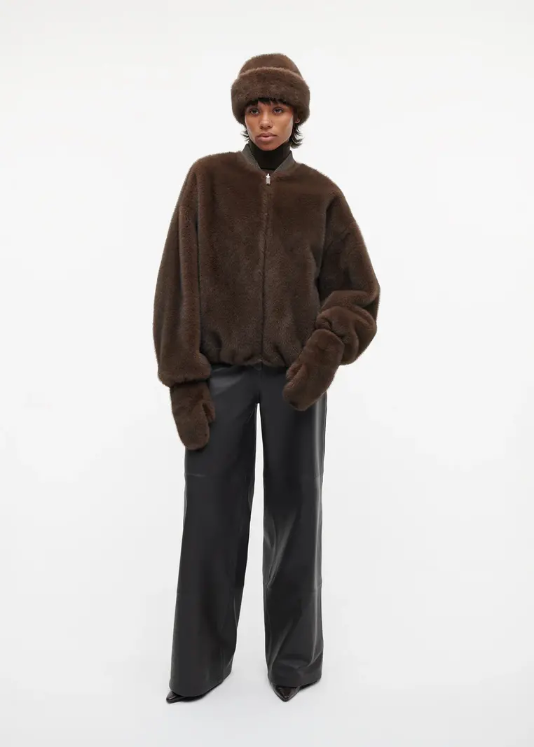 Studio AR Evalyn faux mink wanten Choco
