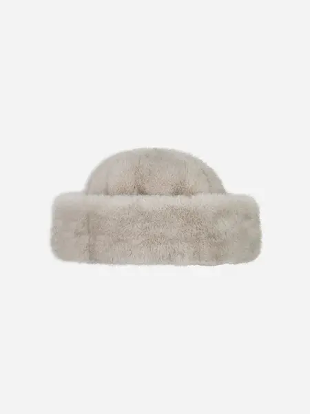 Studio AR Enola faux mink bucket hat Clay