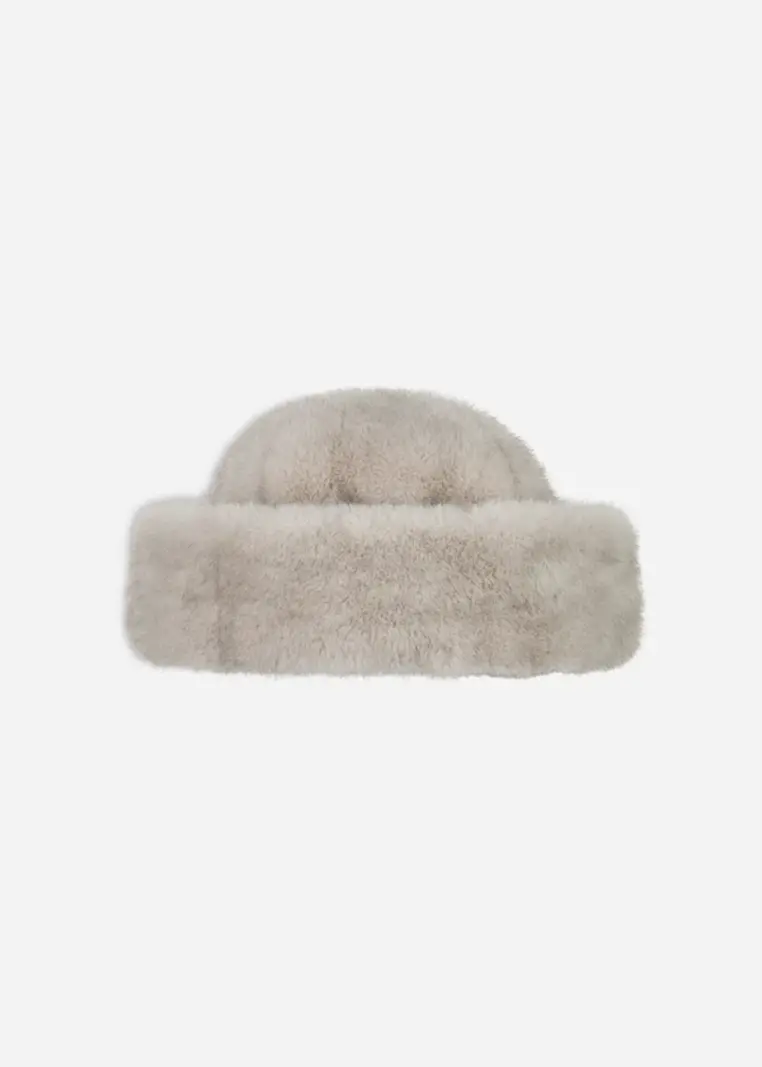 Studio AR Enola faux mink bucket hat Clay