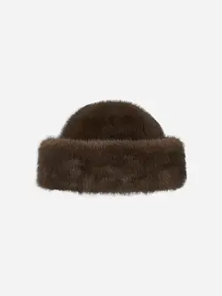 Studio AR Enola faux mink bucket hat Choco