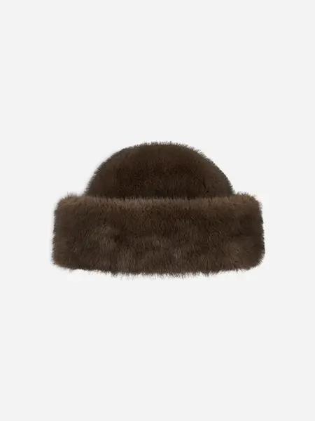 Studio AR Enola faux mink bucket hat Choco