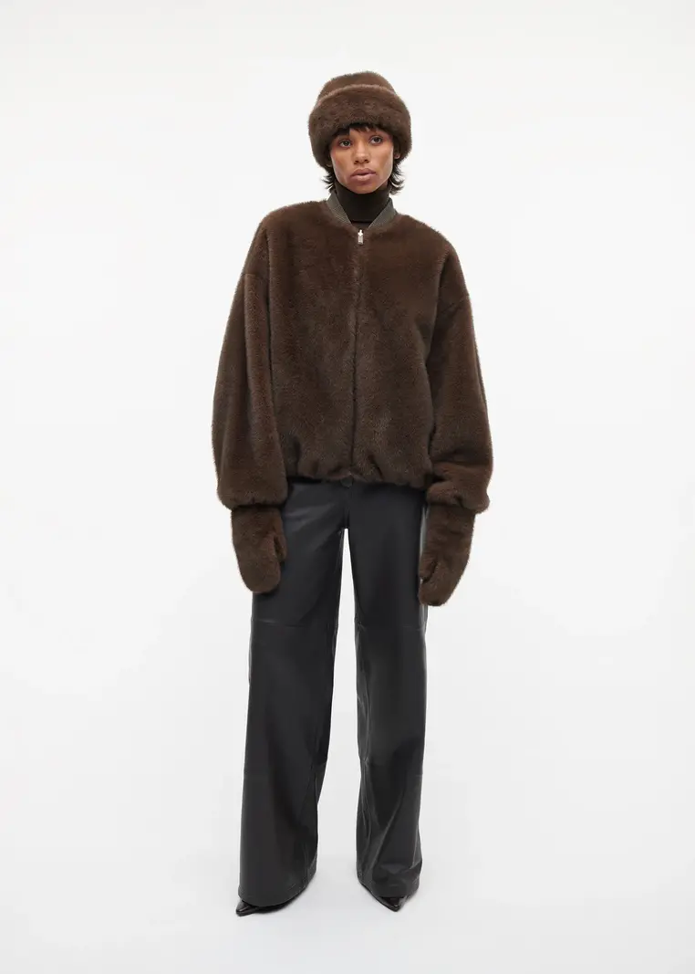 Studio AR Enola faux mink bucket hat Choco