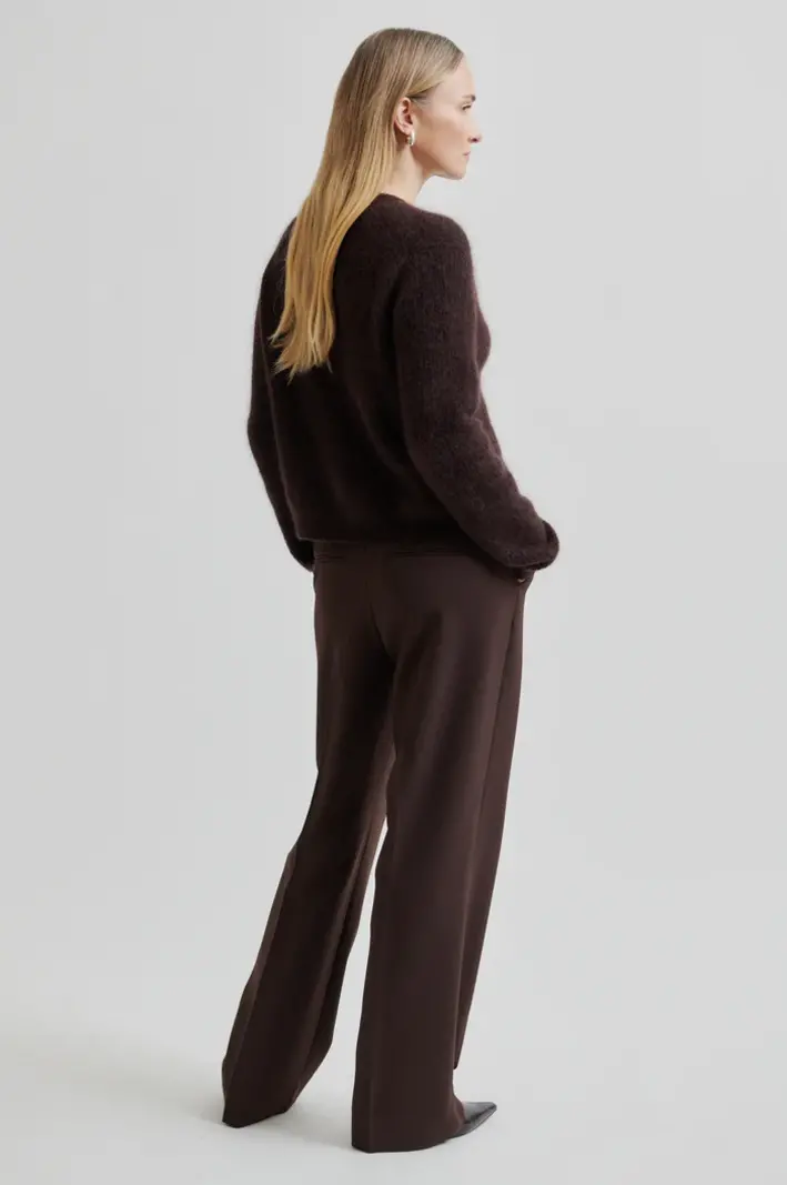Second Female Andrea knit rib cardigan Chocolate plum