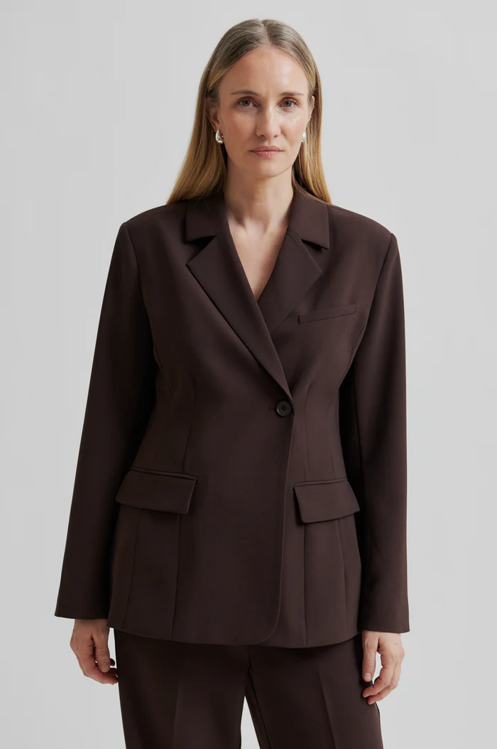 Second Female Fique fitted blazer Chocolate plum