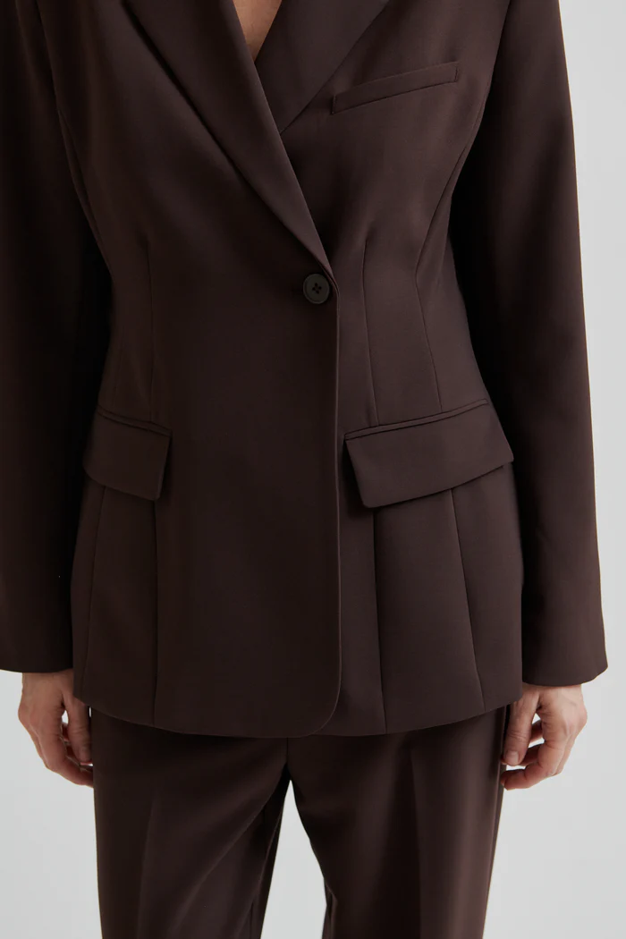 Second Female Fique fitted blazer Chocolate plum