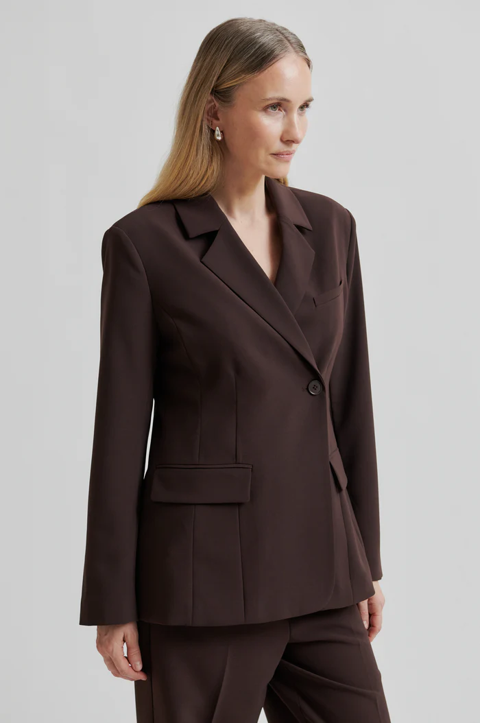 Second Female Fique fitted blazer Chocolate plum