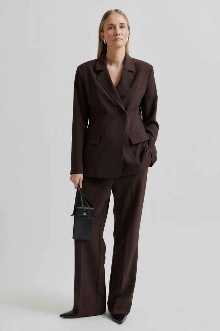 Second Female Fique classic trousers Chocolate plum