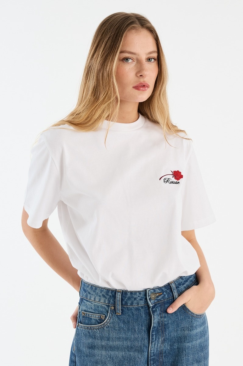 ROTATE Oversized t-shirt Bright white rose