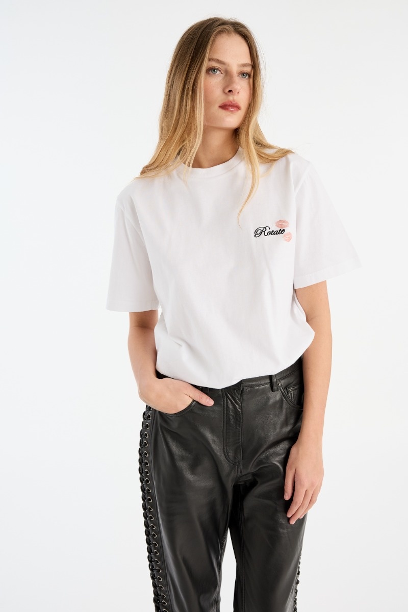 ROTATE Oversized t-shirt Bright white kiss