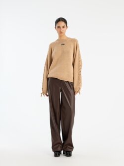 ROTATE Knit lacing jumper  Nougat