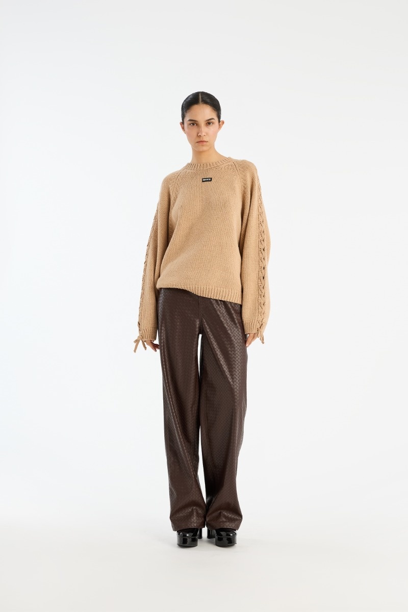 ROTATE Knit lacing jumper  Nougat