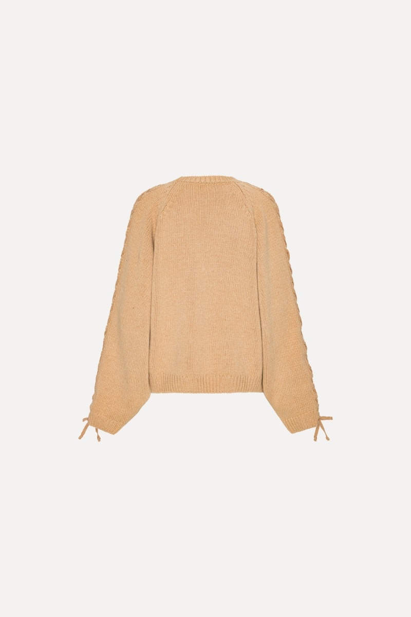 ROTATE Knit lacing jumper  Nougat