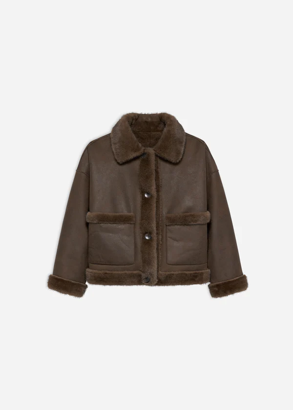 Studio AR Faje faux mink jas Choco