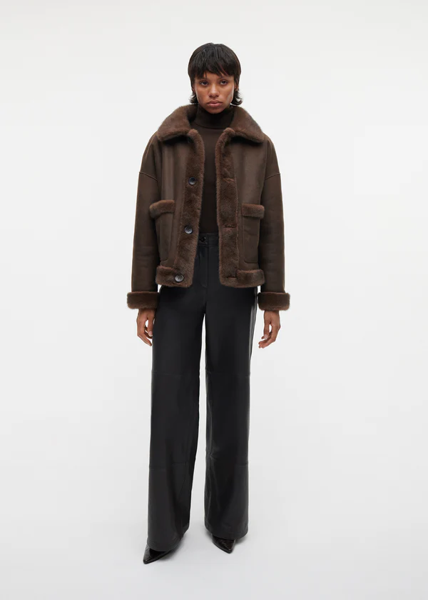 Studio AR Faje faux mink jas Choco