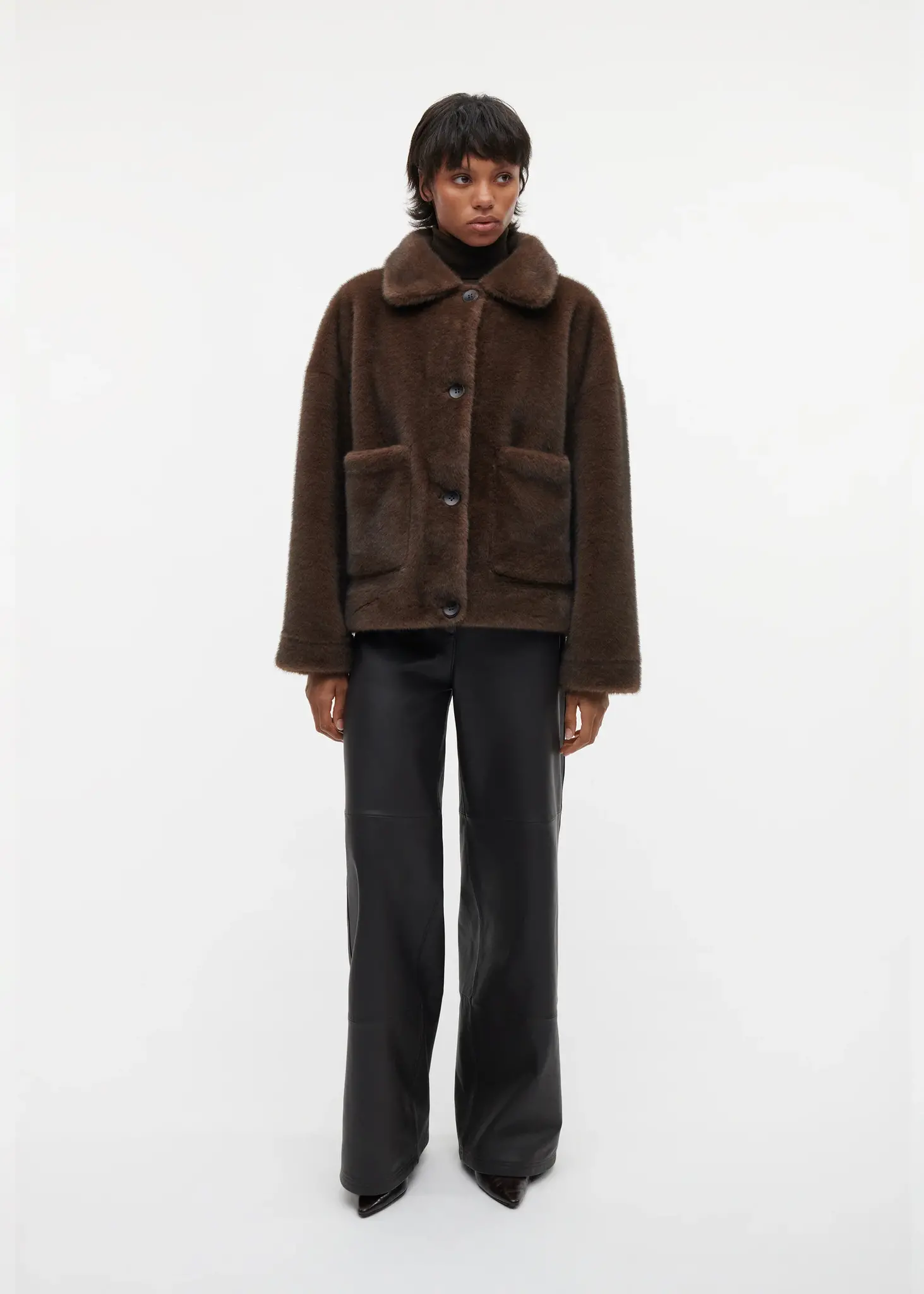 Studio AR Faje faux mink jas Choco