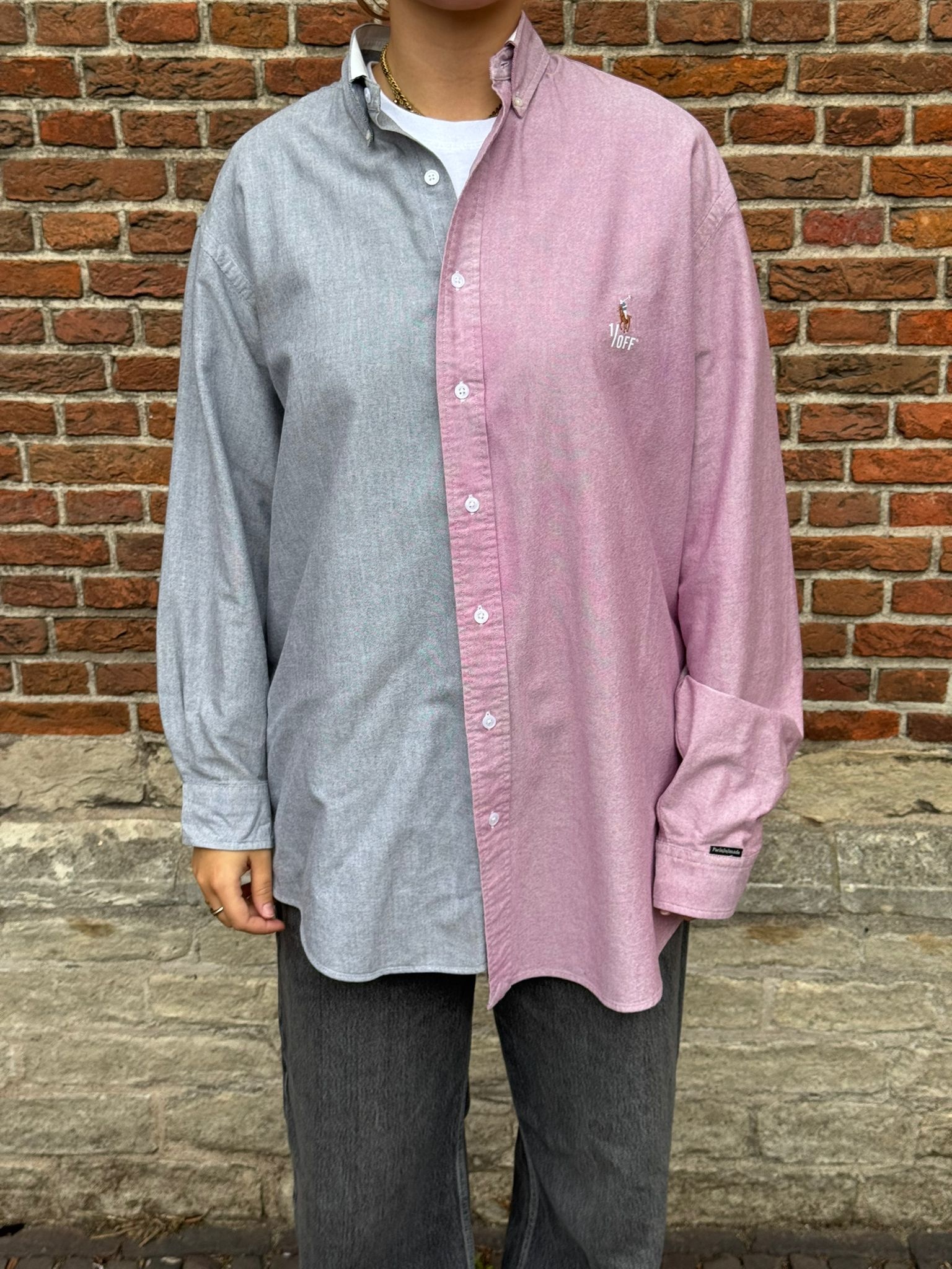 1/OFF Shirt 50/50 Pink/Grey M/L